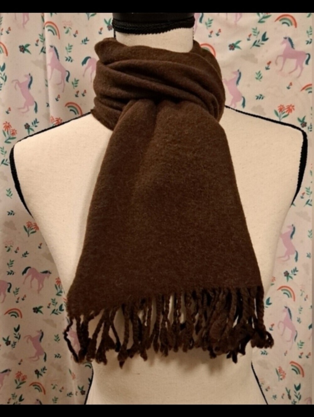 EUC Vintage Glen Heath Mocha Camel Hair Unisex Casual Neutral Winter Scarf Wrap